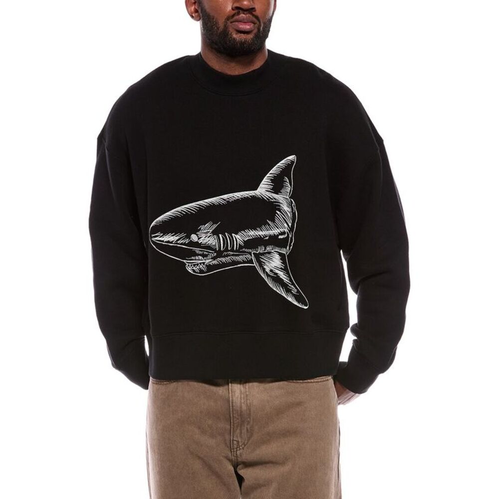 Palm Angels Mens Crewneck Sweatshirt, Black
